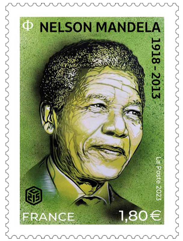 Timbre Nelson Mandela dessiné par C215